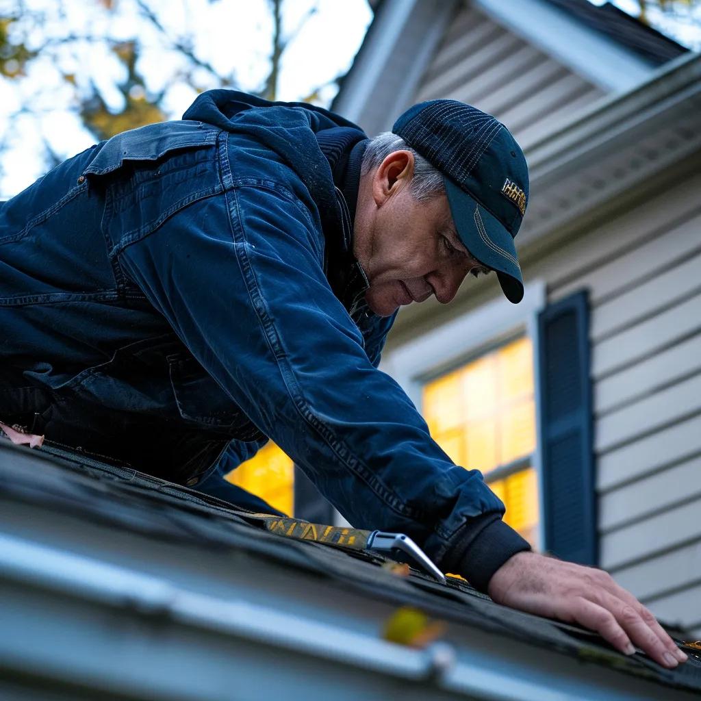 Home inspector assessing a roof during a home inspection in Michigan